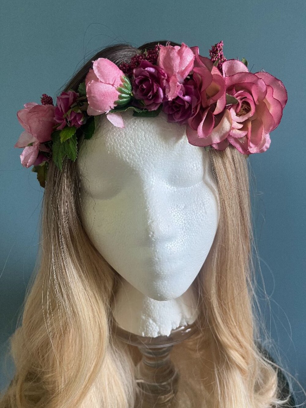 Pink Flower Crown, Floral Headband, Bridal Boho Wedding Fairy Festival Headband